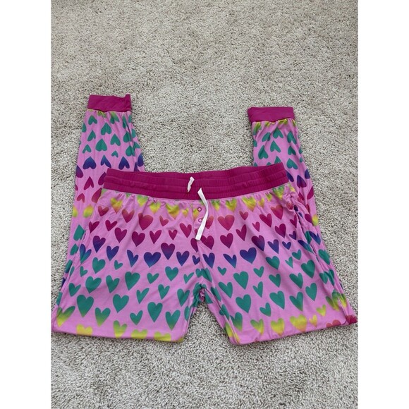 Little Sleepies Other - Little Sleepies Pink Ombré Hearts PJ Joggers Women’s M Cozycore Lounge Luxe